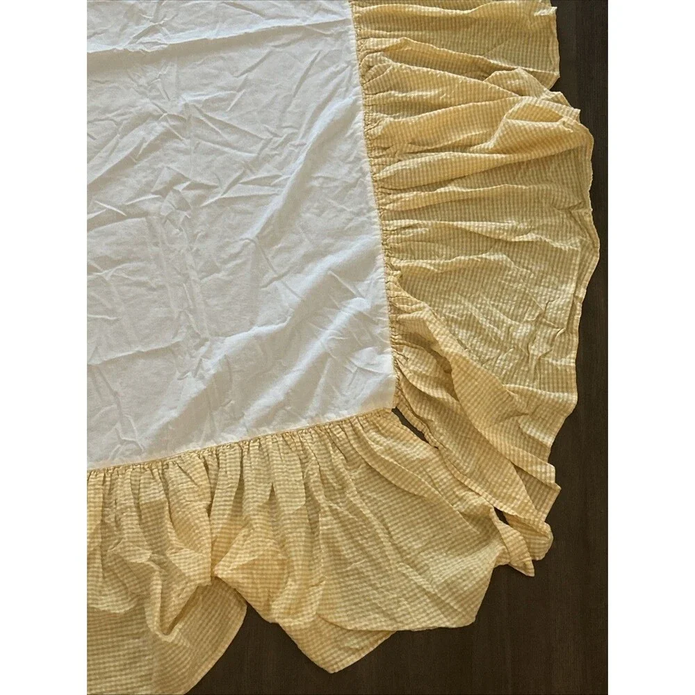 Vtg Barnyard Baby Quilt Crib Size Chickens Duck Cow Gingham And Crib Dust Ruffle